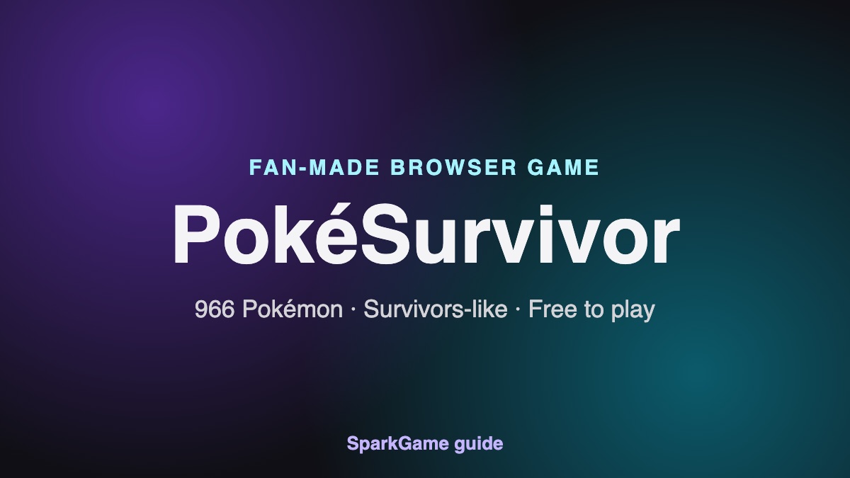 PokéSurvivor guide cover: fan-made Pokémon survivors-like browser game